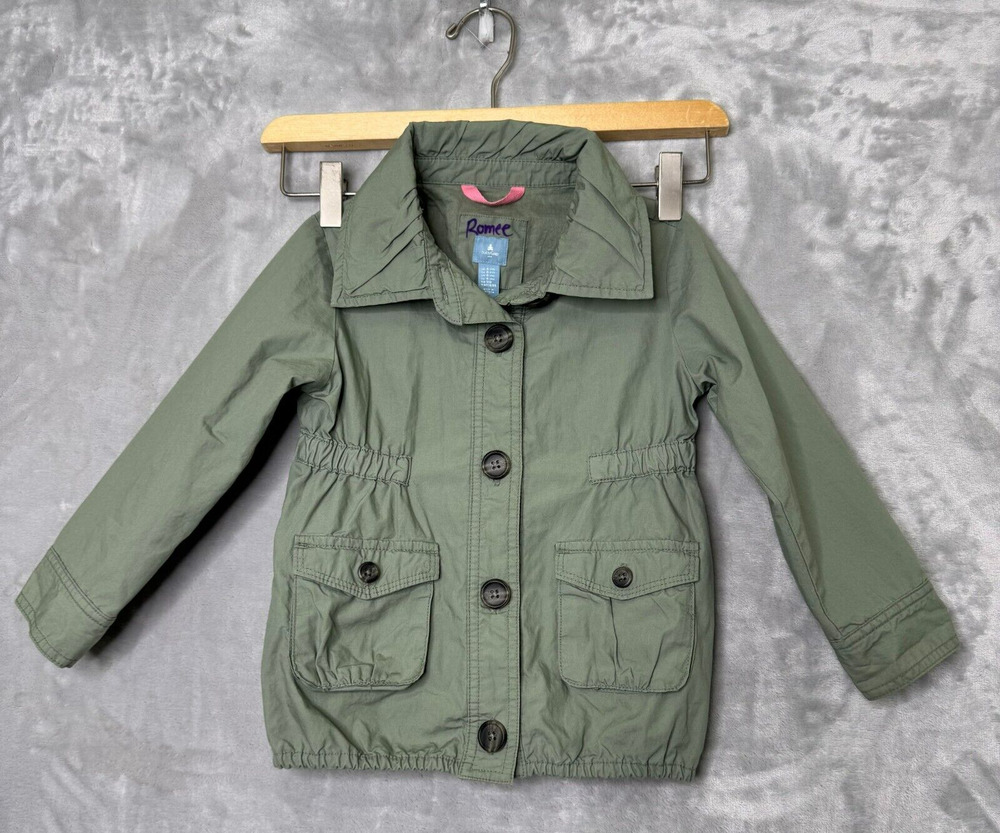 Baby GAP Utility Jacket 4 Years Summer Sage Green Button Front Pockets Lined
